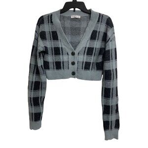 Arizona Jeans Co. Plaid Y2K Cropped Button Up Sweater Size S
